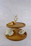 2-Tier 25/30 cm Gold Fi̇li̇z Wooden Cake Presentation Stand, Serving Presentation Plate, Catering Plate - 6