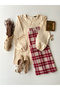 Burgundy Plaid Winter Long Skirt - 2