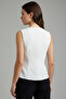 Ecru V-Neck Slim Fit Woven Blouse Twoss25Bz00055 - 9