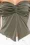 Haki Premium Buzzy Heart Collar Gathered Stretchy Crop Knitted Blouse Twoss24Bz00204 - 8