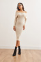 Women's Stone Madonna Collar Ribbed Knitwear Dress Elb- 19002330 - 2
