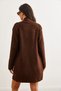 Women's Bitter Coffee Pocket Collar Detailed Soft Textured Knitwear Cardigan Hrk- 19000322 - 6