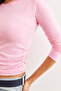 Women's Candy Pink Dirty Collar Side Drawstring Cotton Blouse Blz- 19002813 - 5