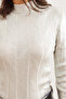 Women's White Stand Collar Diamond Patterned Metallic Knitwear Sweater Kzk- 19000943 - 6
