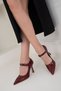 Burgundy Patent Leather Women's Classic Heeled Shoes 20174 - 3