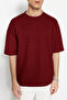 Basic Bordo Oversize/Geniş Kesim Dokulu Waffle Kısa Kol T-Shirt TMNSS22TS00049 - 6