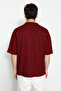 Basic Bordo Oversize/Geniş Kesim Dokulu Waffle Kısa Kol T-Shirt TMNSS22TS00049 - 2