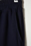 Medium Length Dark Blue Textured Ottoman Shorts - Regular Fit, Lace-Up Tmnss23Sr00039 - 13