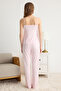 Pembe Çiçekli Bağlamalı ve İp Askılı Örme Pijama Takımı THMSS24PT00233 - 5