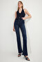 Koyu Mavi Yüksek Bel Orta Esnek Flare İspanyol Paça Jeans TWOSS25JE00109 - 2