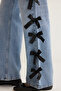 Mavi Kurdele/Fiyonk Detaylı Normal Bel Wide Leg Geniş Paça %100 Pamuk Jeans TWOSS25JE00035 - 5