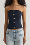 Lacivert Yumuşak Hissiyatlı Straplez Crop Dokuma Bluz TWOSS25BZ00102 - 4