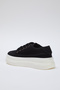 Black Canvas Lace-Up High Sole Women Retro Sneakers Takss25Sn00010 - 6