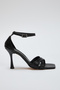 Black Cross Strap Thin Heeled Square Toe Women's Classic Heeled Shoes Takss25To00001 - 3