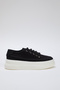 Black Canvas Lace-Up High Sole Women Retro Sneakers Takss25Sn00010 - 3