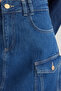 Blue More Sustainable Cargo Pocket Detailed Mini Denim Skirt Twoss25Et00007 - 4