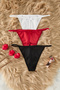 Black-White-Red 3-Pack Cotton Ribbon/Bow Corded Fabric String Knitted Panties Thmss25Ku00005