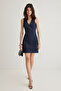 Koyu Mavi V Yaka Mini Denim Elbise TWOSS25EL00151