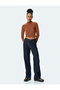 Soft Textured Stand Collar Long Sleeve Crop T-Shirt - 2