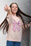100% Cotton Long Sleeve Bow Printed Girls' Tshirt Powder - 5