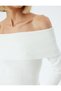 Madonna Collar Sweater Off-The-Shoulder Ribbed Long Sleeve - 5