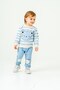 Striped Bear Printed Seasonal Long Sleeve Cycling Collar Bottom 3-6-9-12-18 Months Baby Boy Set - 2