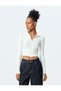 Slim Fit Long Sleeve Zippered Crop Knitwear Cardigan - 3