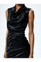 Slim Fit Degaje Collar Sleeveless Midi Velvet Dress - 5
