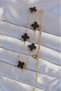 Golden Steel Black Enamel Clover Necklace for Delicate Neck