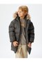 Inflatable Coat Hooded Wind Cap Faux Fur Detailed Water Repellent - 2