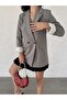 Blazer Jacket Women-Button Detail Striped Inner Lining Blazer Jacket - 3