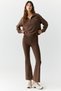 Emiya Urbanbeat Women's Stand Collar Zip-Up Relaxed Brown Sweatshirt - 2