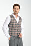 Black-Hardal Plaid Print V-Neck Double Breasted Vest Slim Fit - 3