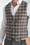 Black-Hardal Plaid Print V-Neck Double Breasted Vest Slim Fit