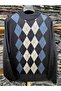 Men's Dad Navy Blue Print Thin Half Turtleneck Knitwear Sweater - 2