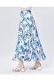 Patterned Lined Elastic-Waist Pleated Chiffon Skirt Qys