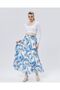 Patterned Lined Elastic-Waist Pleated Chiffon Skirt Qys - 2