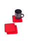 Red Leather Coaster Square 3 Pieces - 2