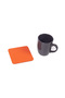 Square Orange Leather Coasters