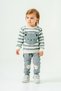 Striped Bear Printed Seasonal Long Sleeve Cycling Collar Bottom 3-6-9-12-18 Months Baby Boy Set - 4
