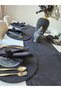 Set of Black Runner and Supla with Silver Glitter Linen Texture (1 Runner (150X45) 6 Supla (33 cm) - 2