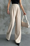 WOMEN'S HIGH WAIST CLOSURE VELCHET DETAIL WIDE LEG PANTS - 5