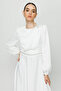 Ecru Stone Detailed Drape Evening Dress - 5