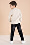 Boy's Suit with Cream Zipper Collar Sweatshirt and Jean Pants 20109 - 6