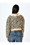 Raster Leopard Print Hooded Zippered Crop Sweatshirt - 4