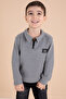 Smoked Zipper Collar Sweatshirt and Jeans Pants Boy Suit 20110 - 2