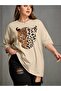 Women's Leopard Printed Crew Neck T-Shirt - 2