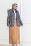 Hooded Short Leather Coat with Side Pockets and Zipper - Brc6263 - 4