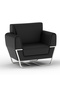 PU Leatherette Single Seater Black Leather Sofa for Lounge With Stainless Steel Legs