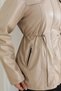Hooded Short Leather Coat with Side Pockets and Zipper - Brc6263 - 3
